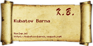 Kubatov Barna névjegykártya